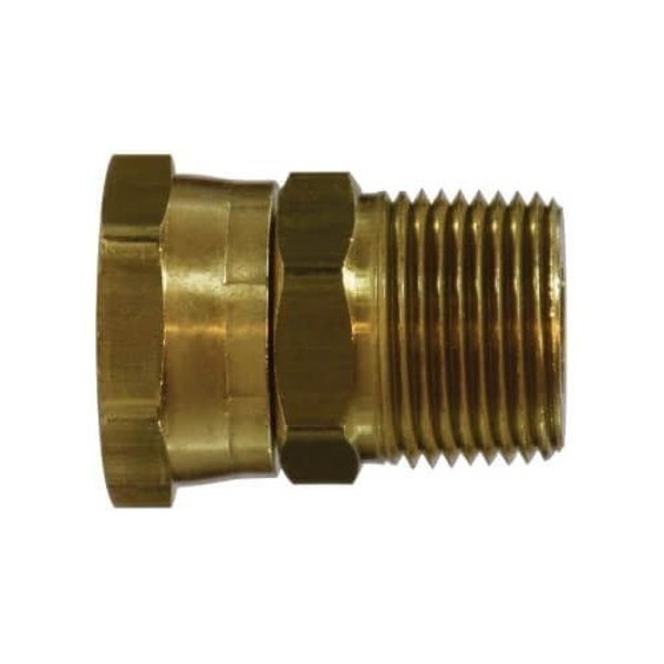 Midland Metal Swivel Adapter, Crimp Style, Adapter, 34 Nominal, FGH x MIP, 118 Hex, 75 psi, 35 to 100 deg 30182